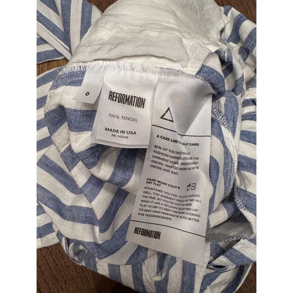 Reformation Striped Square Neckline Farmer Jumpsuit – Size 0 READ - Picture 9 of 14